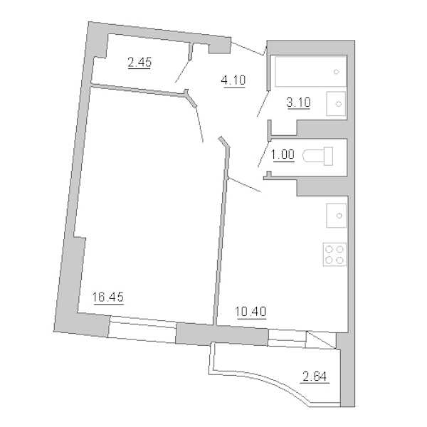 Однокомнатная квартира в : площадь 37.19 м2 , этаж: 8 - 13 – купить в Санкт-Петербурге